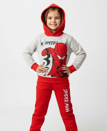 Kids Fleece Hoodie & Trouser Set – Superhero Winter Outfit