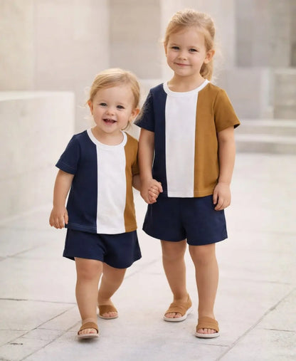 Trio Panel Contrast Suit Set