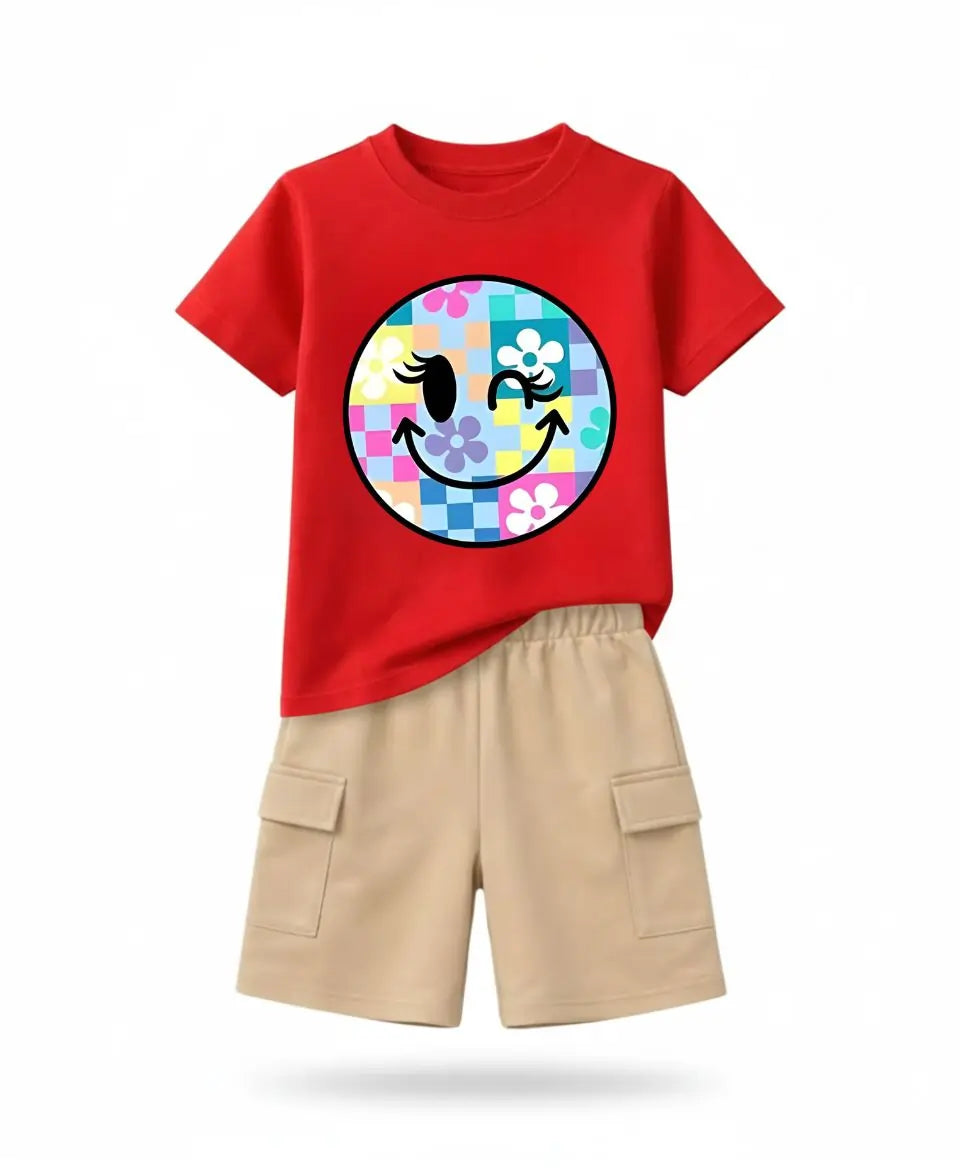 Pastel Smiley Bloom Kids Suit Set