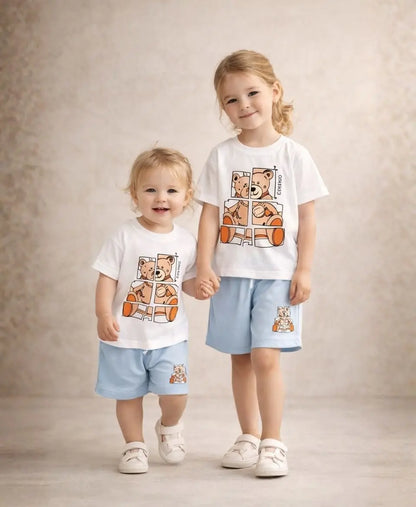 Puzzle Bear Summer Suit Set