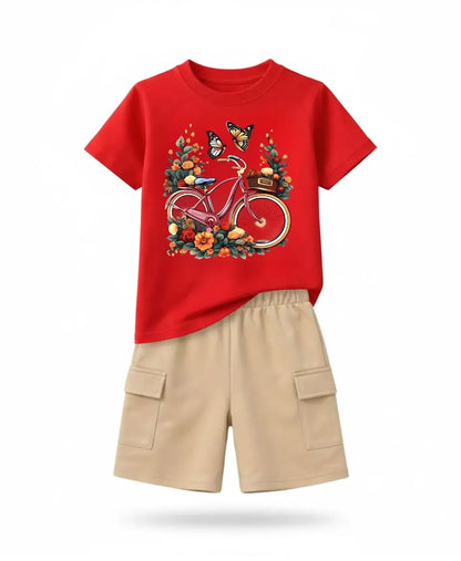 Vintage Bicycle Bloom Kids Suit Set