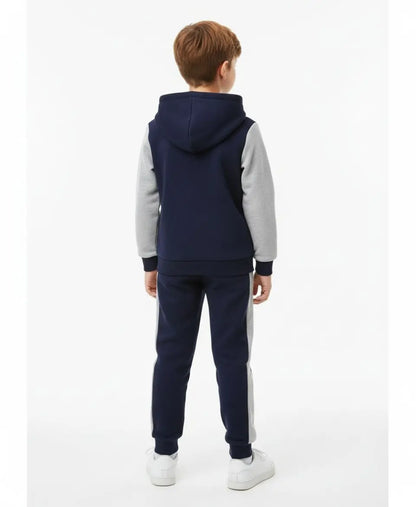 Boys Fleece Tracksuit Set – Navy & Grey Winter Outfit