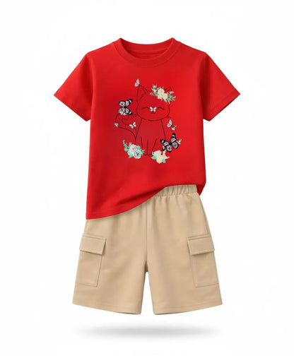 Floral Kitty Kids Suit Set