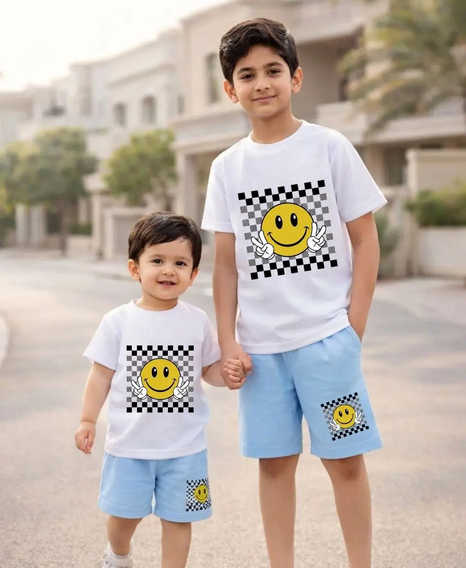Smiley Checkered Premium Summer Suit Set