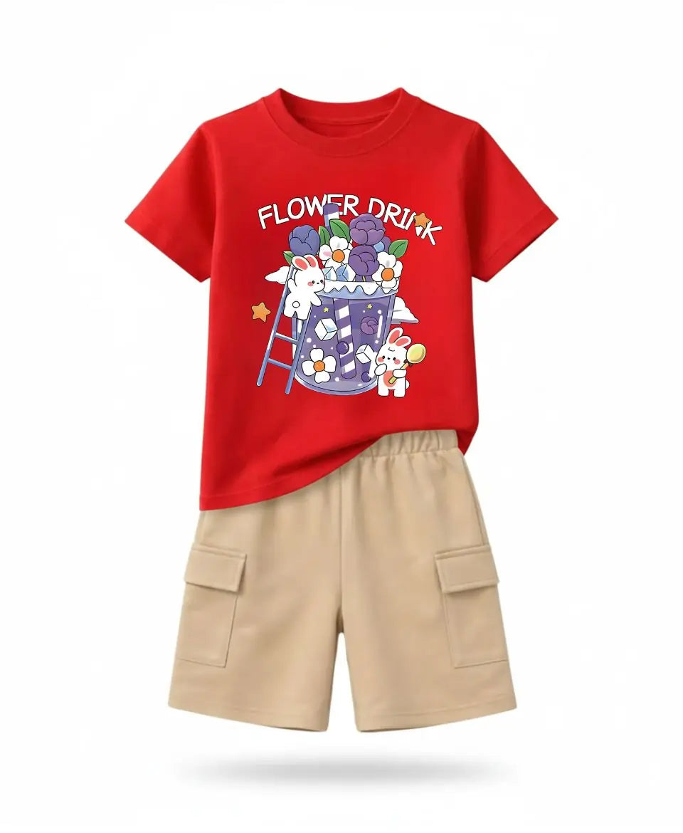 Flower Drink Bunny Suit Set