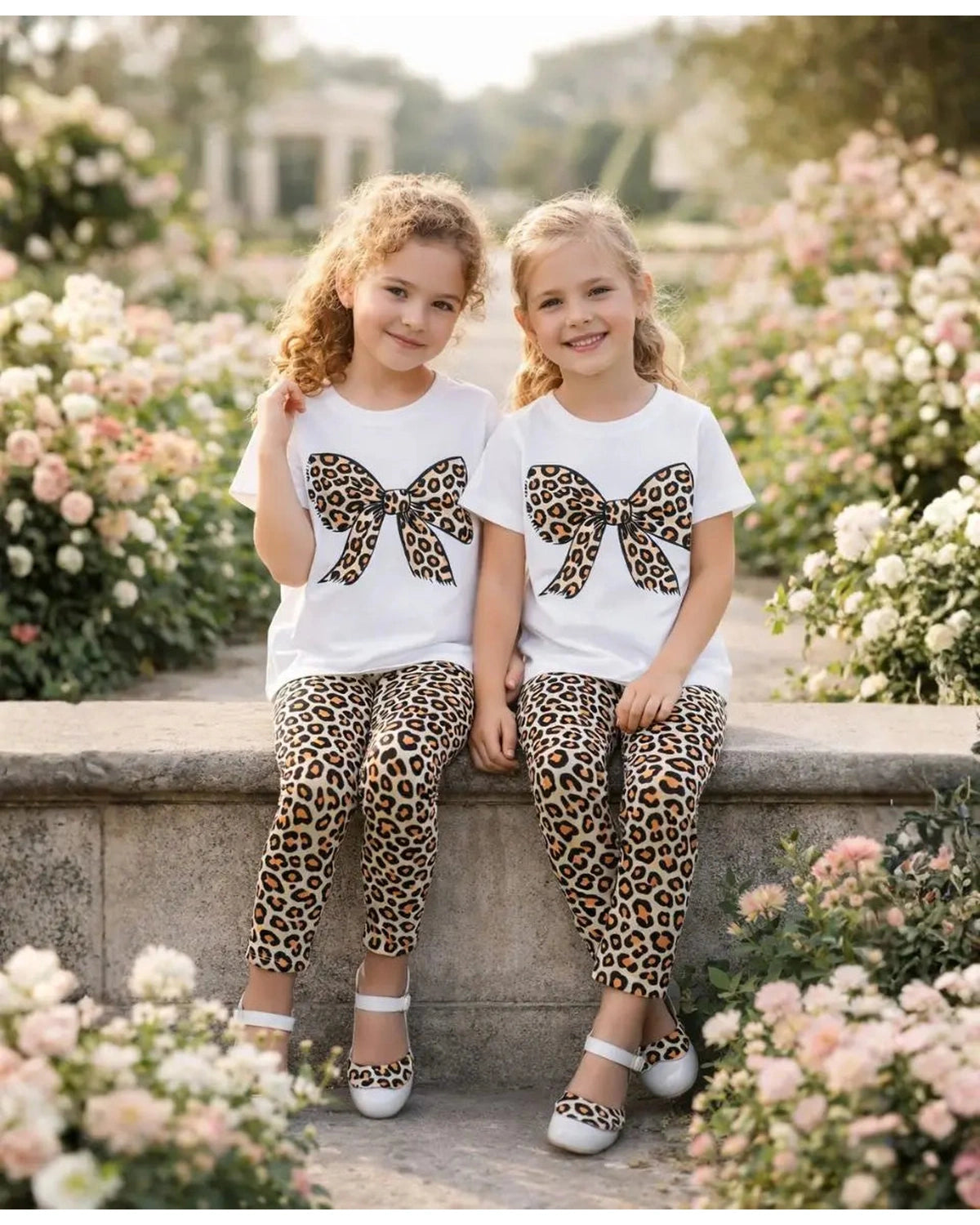 Leopard Bow Summer Suit Set