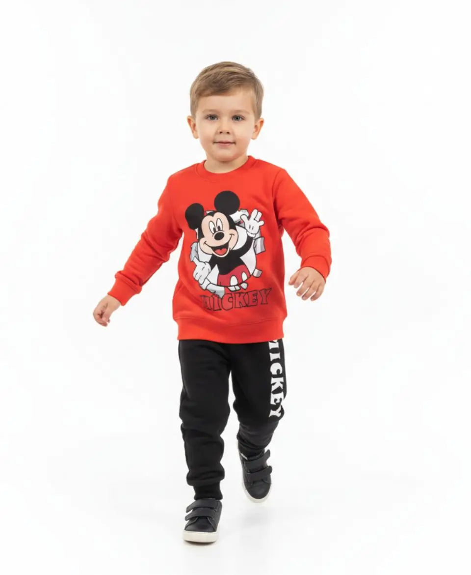 Unisex Mickey Print Sweatshirt & Trouser Set for Kids