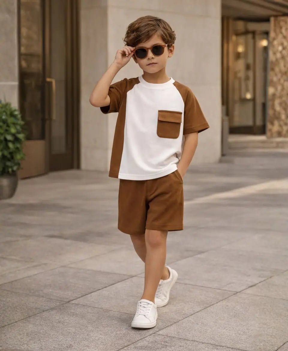 Classic Pocket Contrast Suit Set