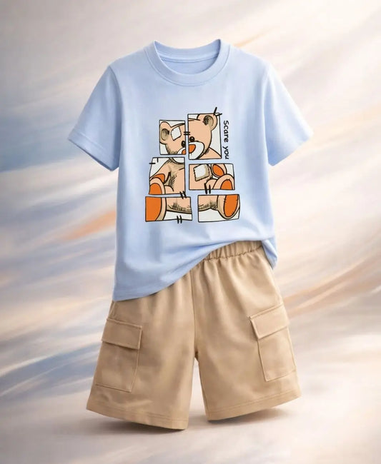 Puzzle Teddy Summer Kids Suit Set