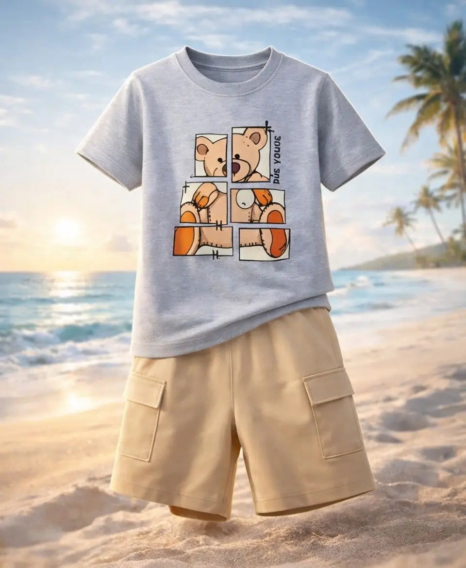 Puzzle Teddy Summer Kids Suit Set
