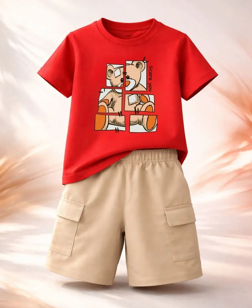 Puzzle Teddy Summer Kids Suit Set