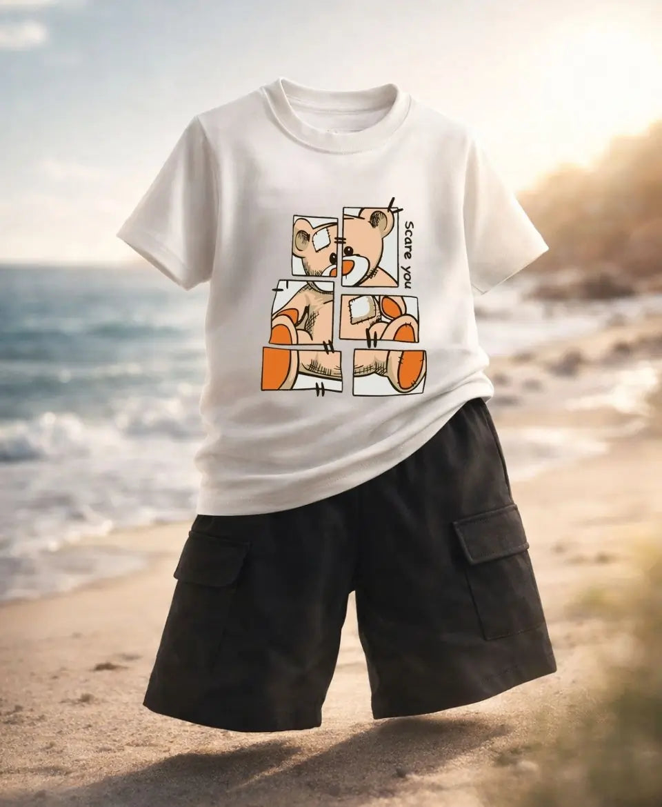 Puzzle Teddy Summer Kids Suit Set