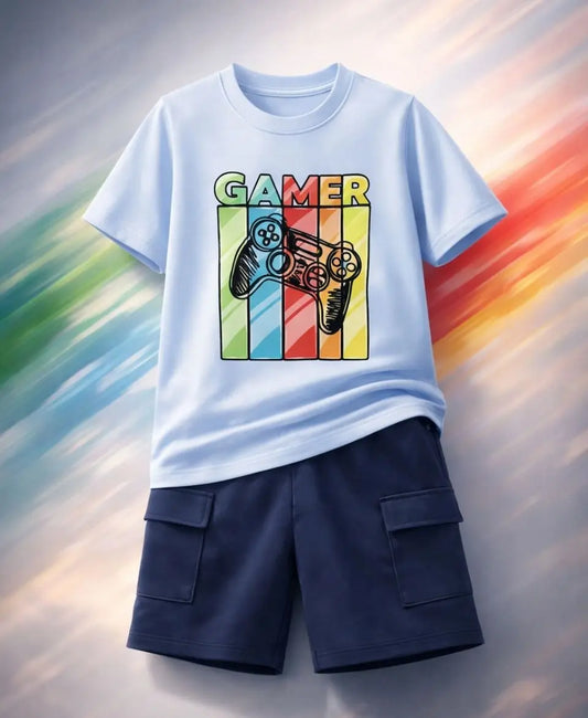Retro Gamer Stripe Kids Suit Set