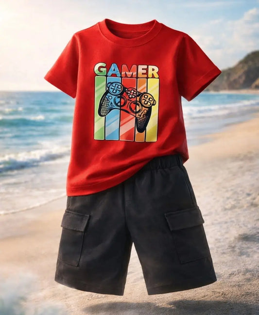 Retro Gamer Stripe Kids Suit Set