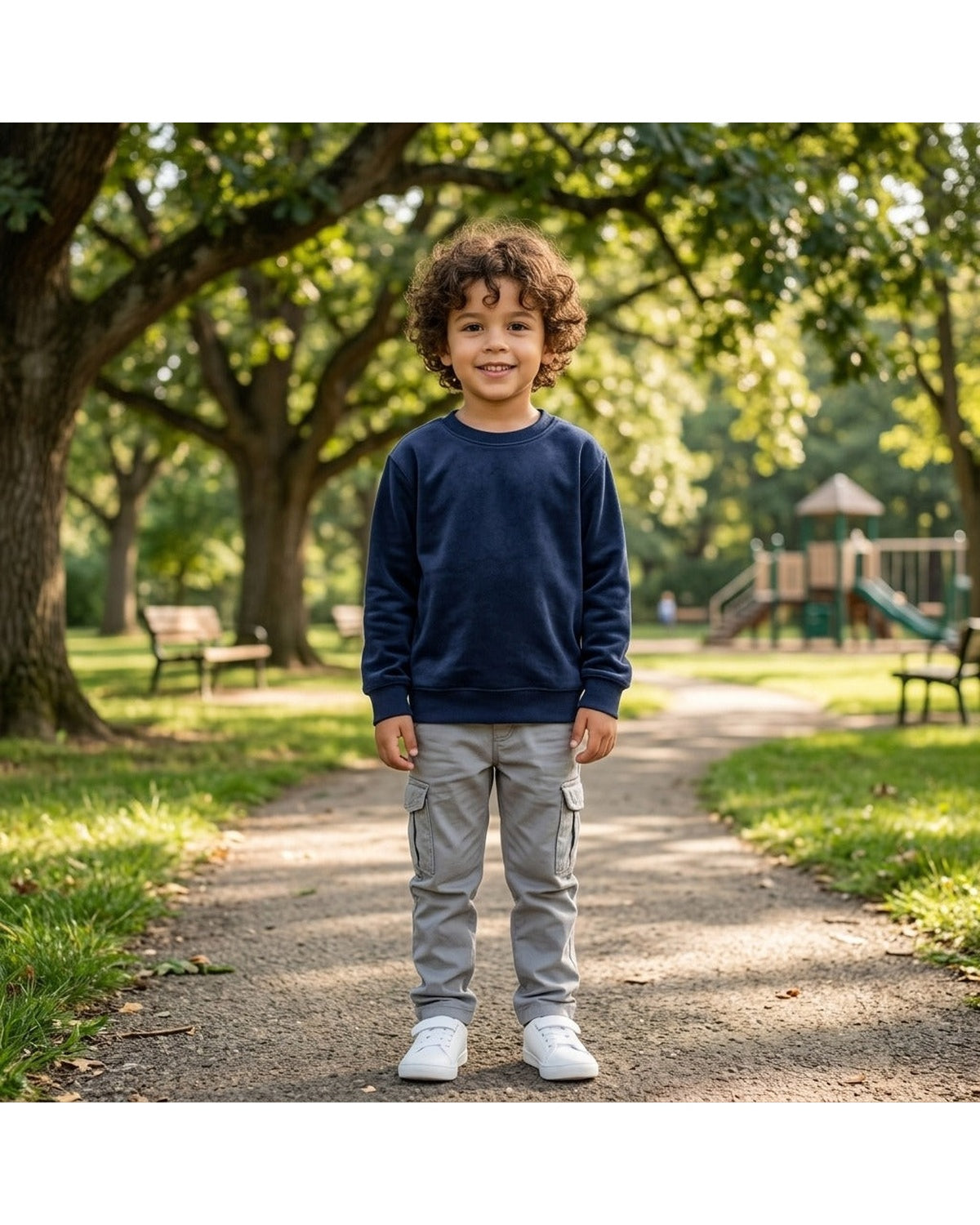 Kids Solid Navy Blue Minimalist Fleece Sweatshirt | Casual Winter Wear