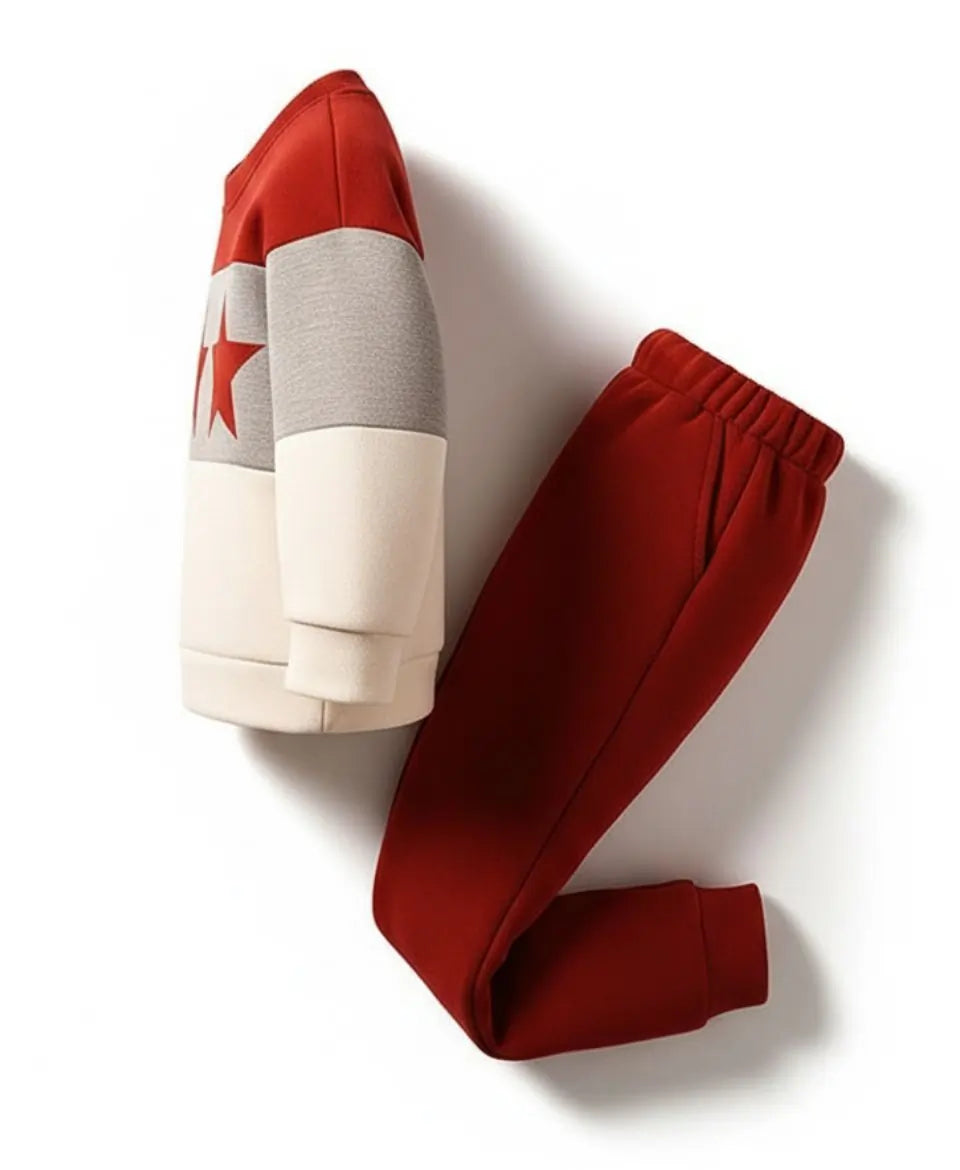 Unisex Fleece Sweatshirt & Pants Set – Red Star Winter Outfit
