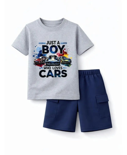 Just A Boy Who Loves Cars Kids Suit Set
