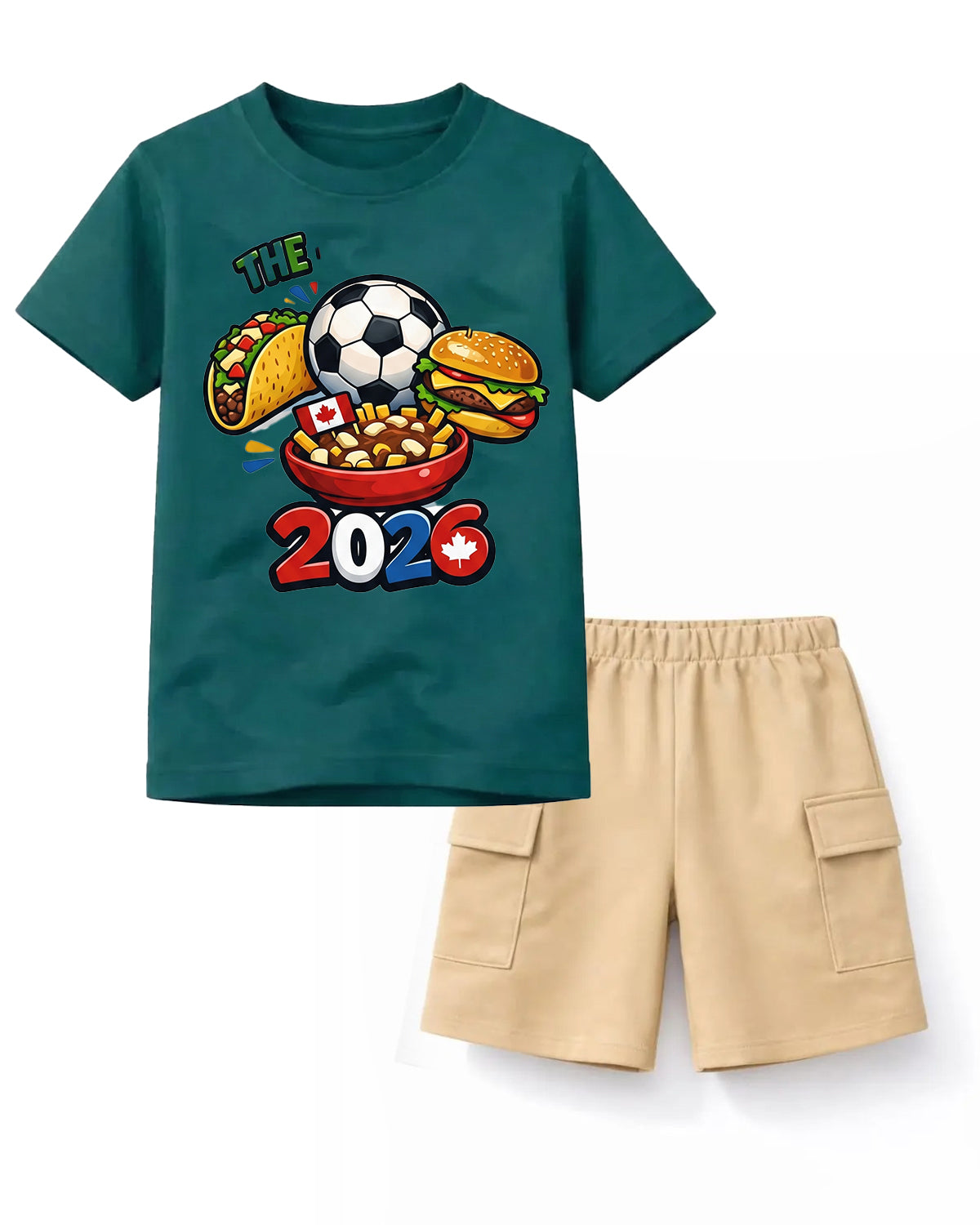 The 2026 Soccer Fun Tee & Black Cargo Shorts Set