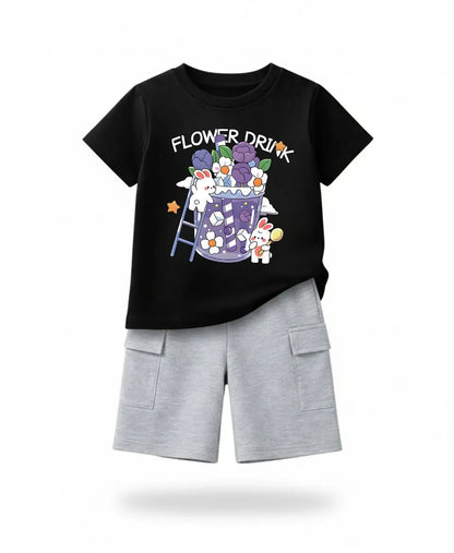 Flower Drink Bunny Suit Set