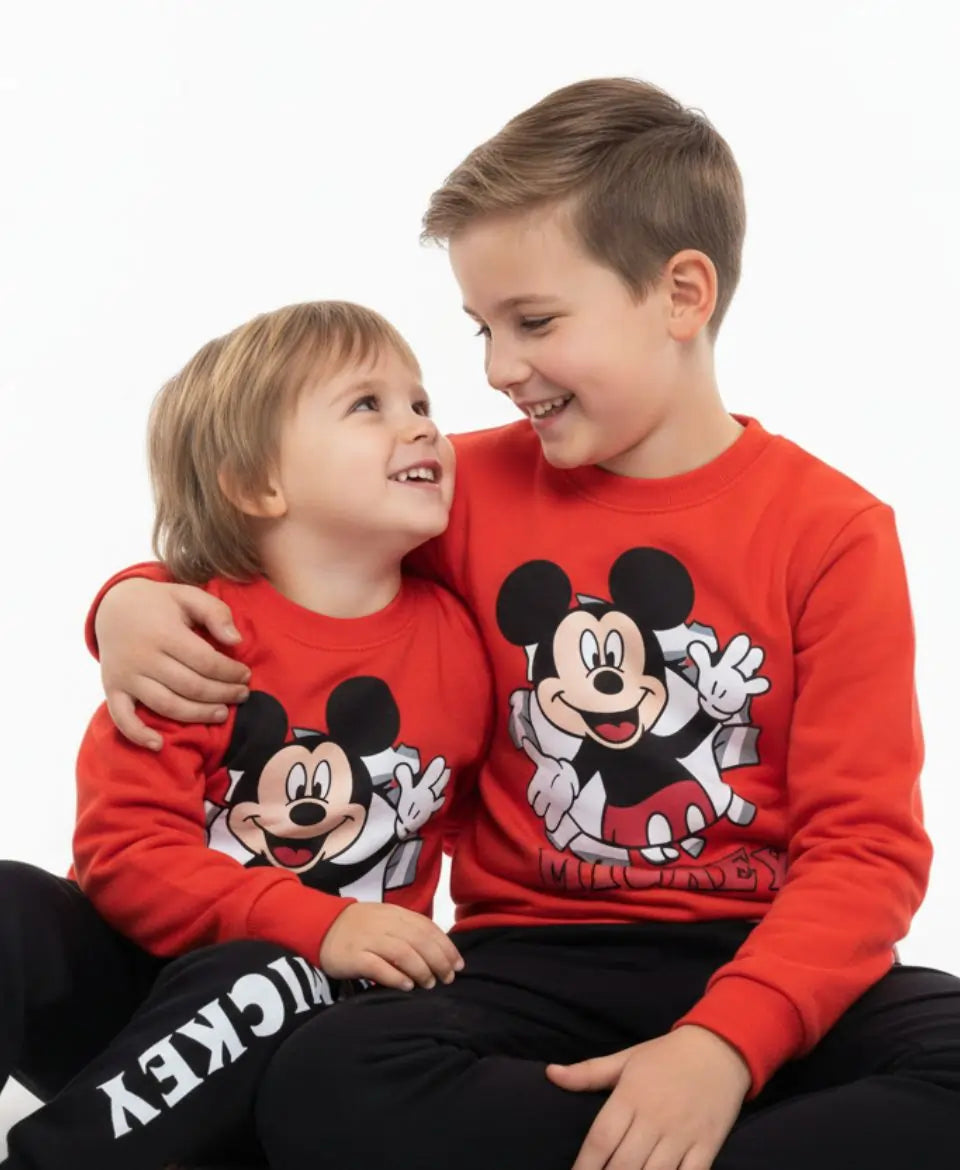 Unisex Mickey Print Sweatshirt & Trouser Set for Kids