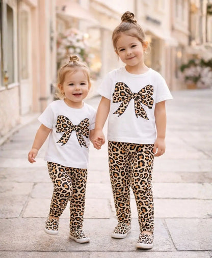 Leopard Bow Summer Suit Set
