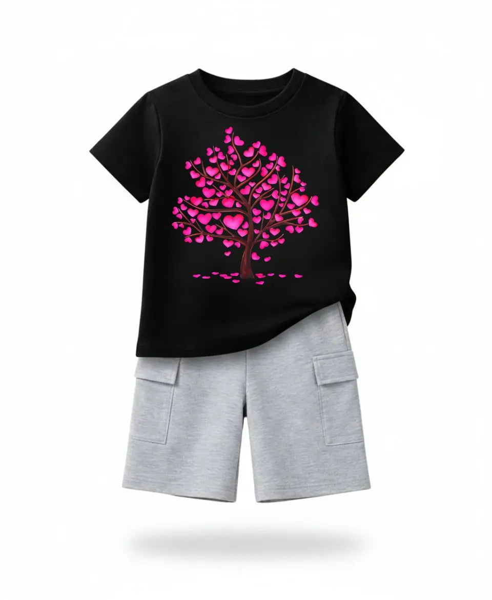 Pink Heart Tree Kids Suit Set