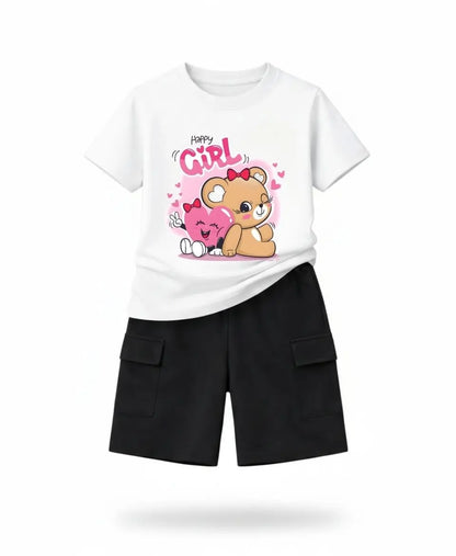 Happy Girl Teddy Summer Suit Set