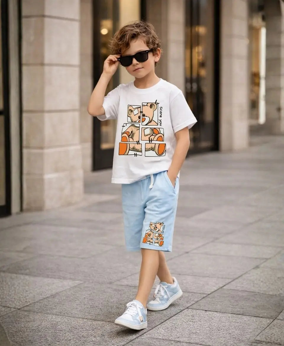 Puzzle Bear Summer Suit Set