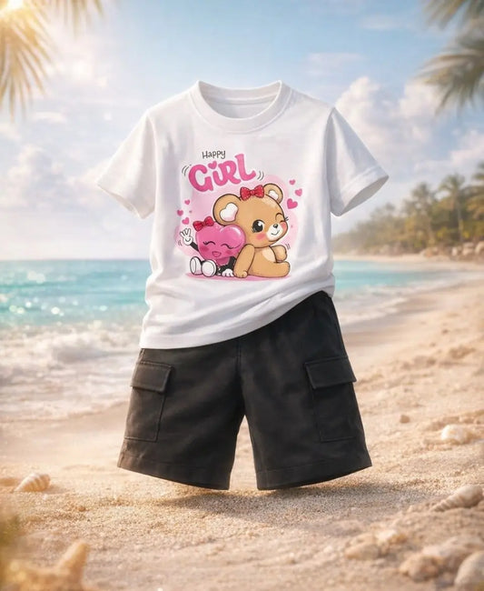 Happy Girl Teddy Summer Suit Set