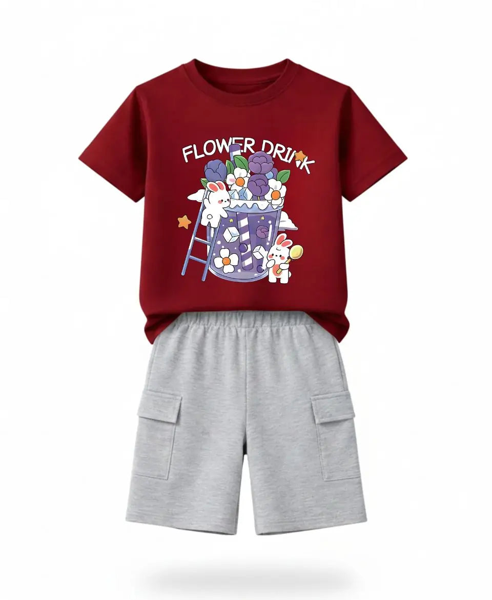 Flower Drink Bunny Suit Set