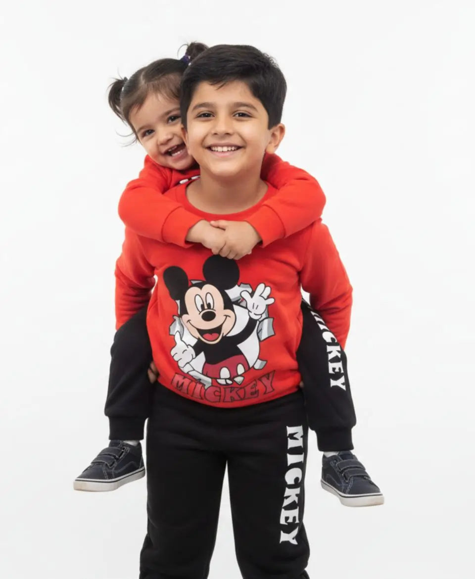 Unisex Mickey Print Sweatshirt & Trouser Set for Kids