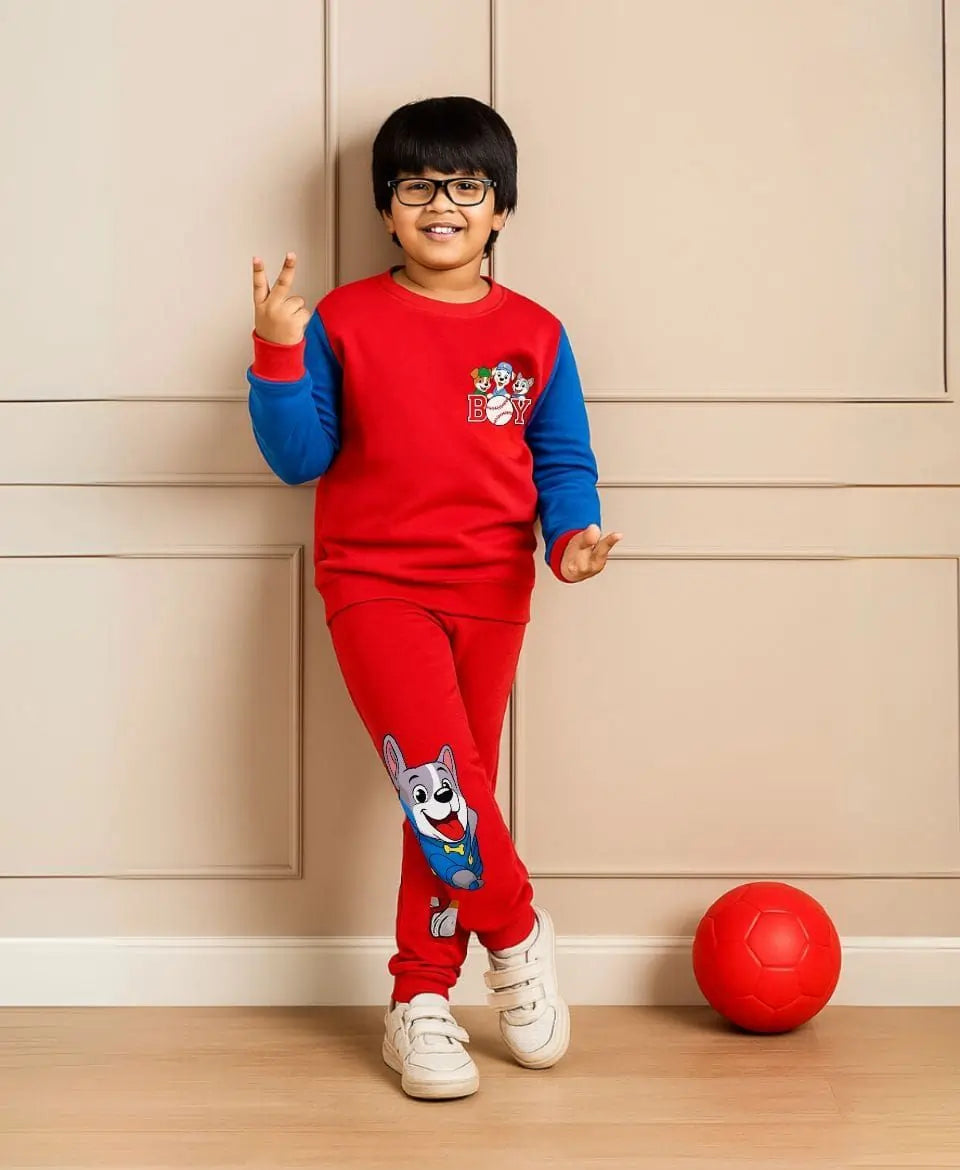 Boys Fleece Sweatshirt & Trouser Set – Red PAW Patrol Winter Outfit