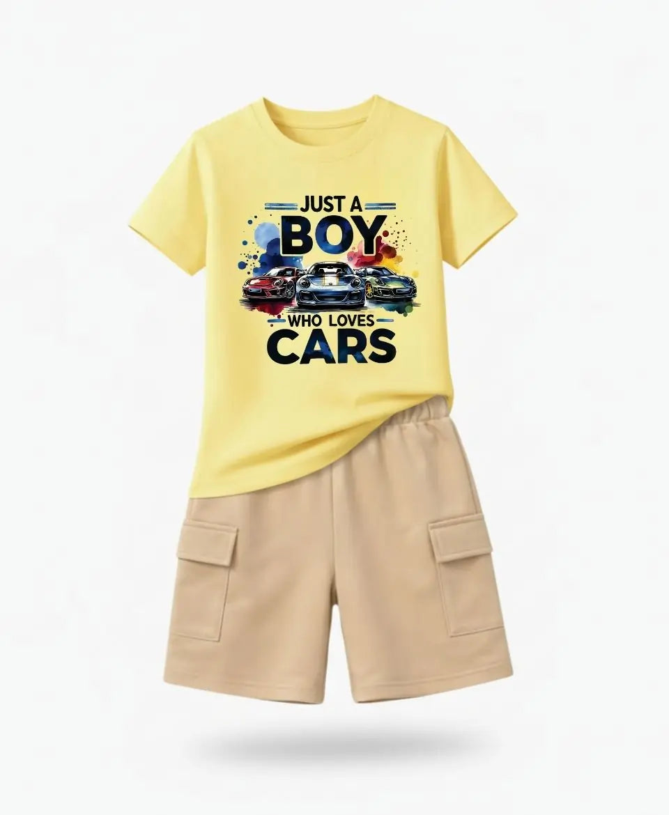 Just A Boy Who Loves Cars Kids Suit Set