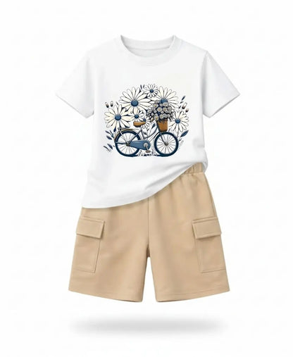 Lavender Daisy Bicycle Girls Suit Set