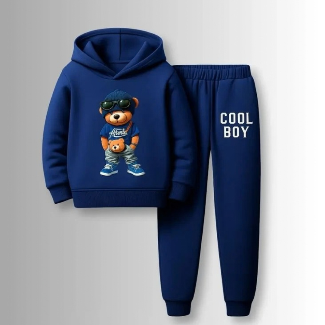 Boys Fleece Hoodie & Jogger Set – Cool Bear Navy Outfit