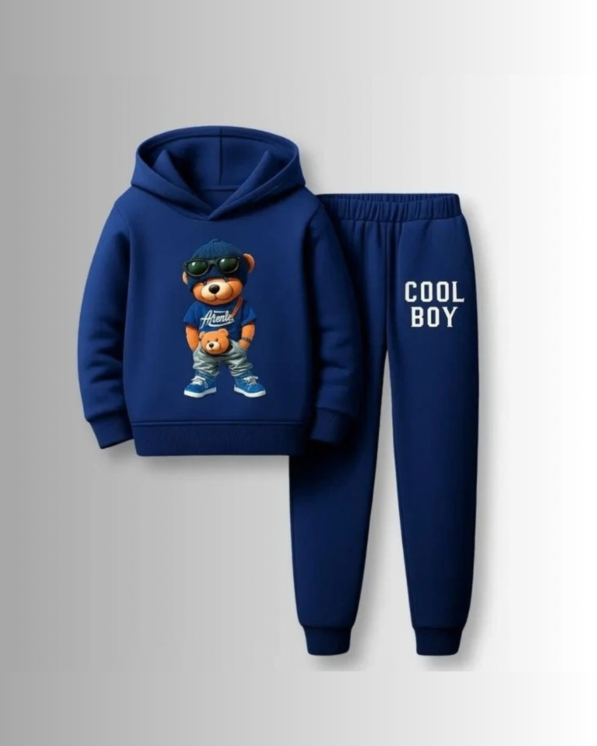 Boys Fleece Hoodie & Jogger Set – Cool Bear Navy Outfit