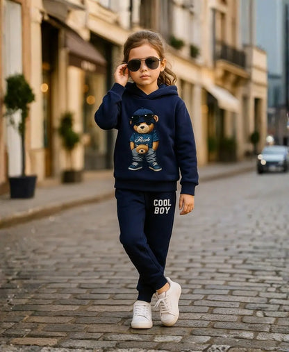 Boys Fleece Hoodie & Jogger Set – Cool Bear Navy Outfit