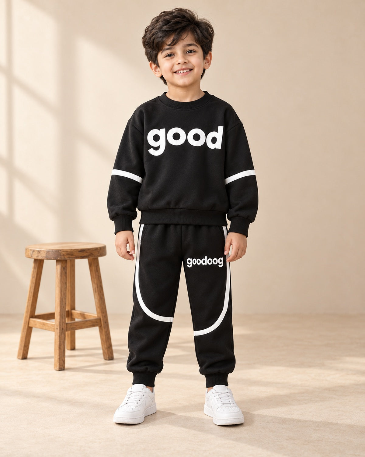AI-styled catalogue good black model standing