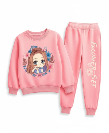 Product Listing – Girls Pink Cartoon Fleece Winter Set