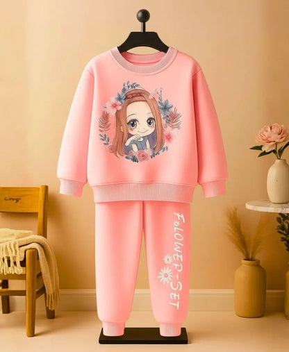 Product Listing – Girls Pink Cartoon Fleece Winter Set