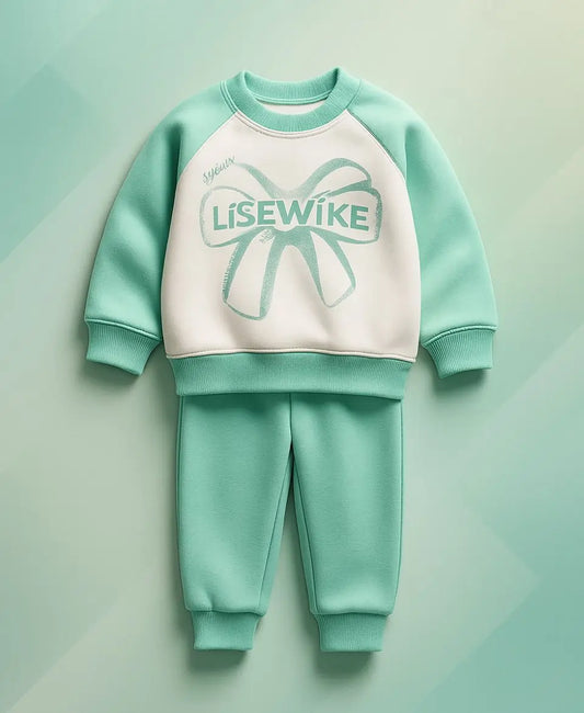 Unisex Mint & White Bow Sweatshirt with Trouser Set