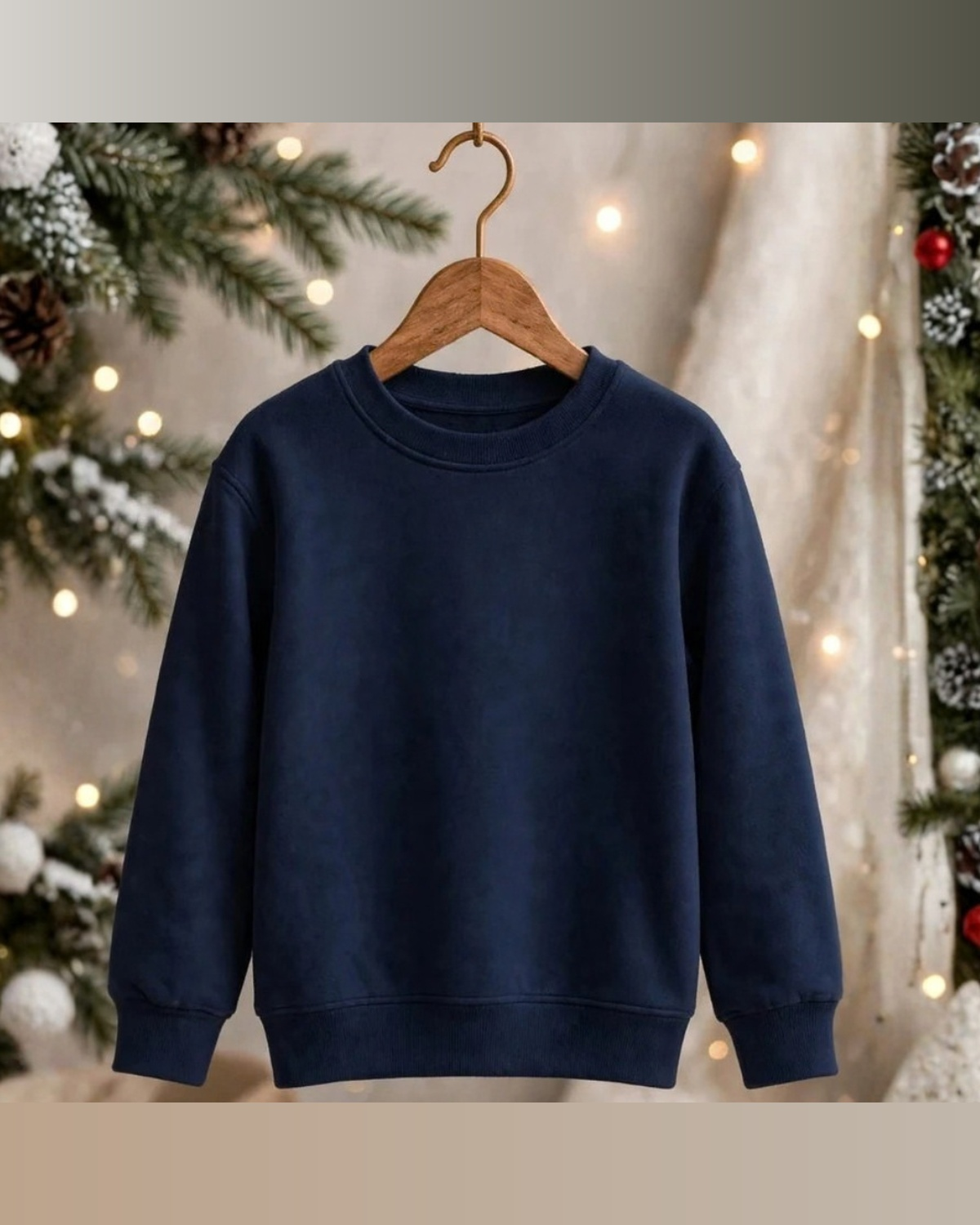 Kids Solid Navy Blue Minimalist Fleece Sweatshirt | Casual Winter Wear