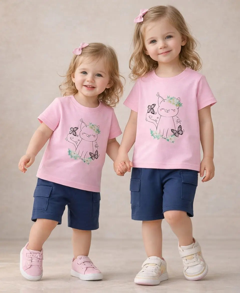 Floral Kitty Kids Suit Set