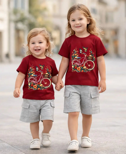 Vintage Bicycle Bloom Kids Suit Set