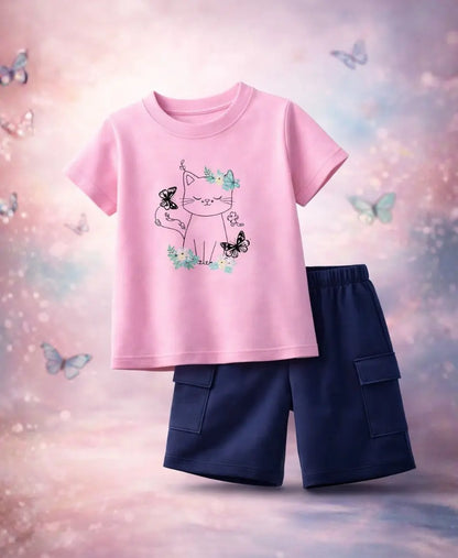 Floral Kitty Kids Suit Set