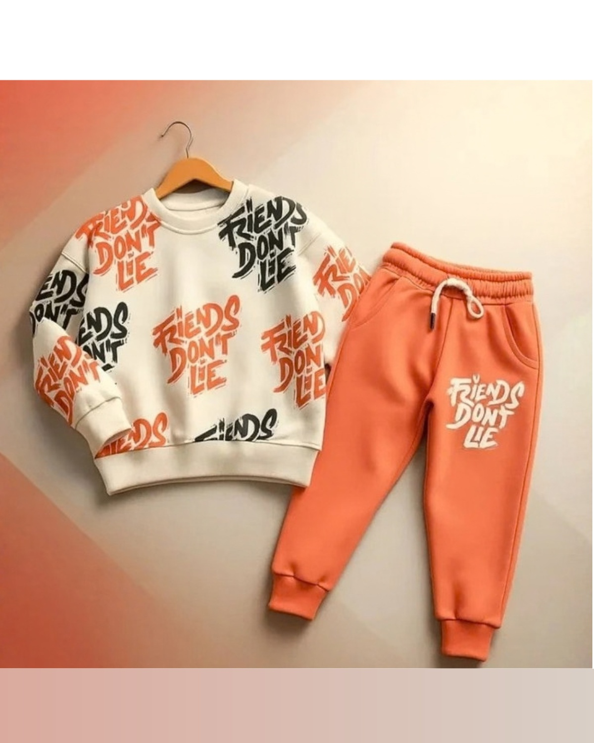 Unisex Cotton Sweatshirt & Trouser Set – Friends Don’t Lie