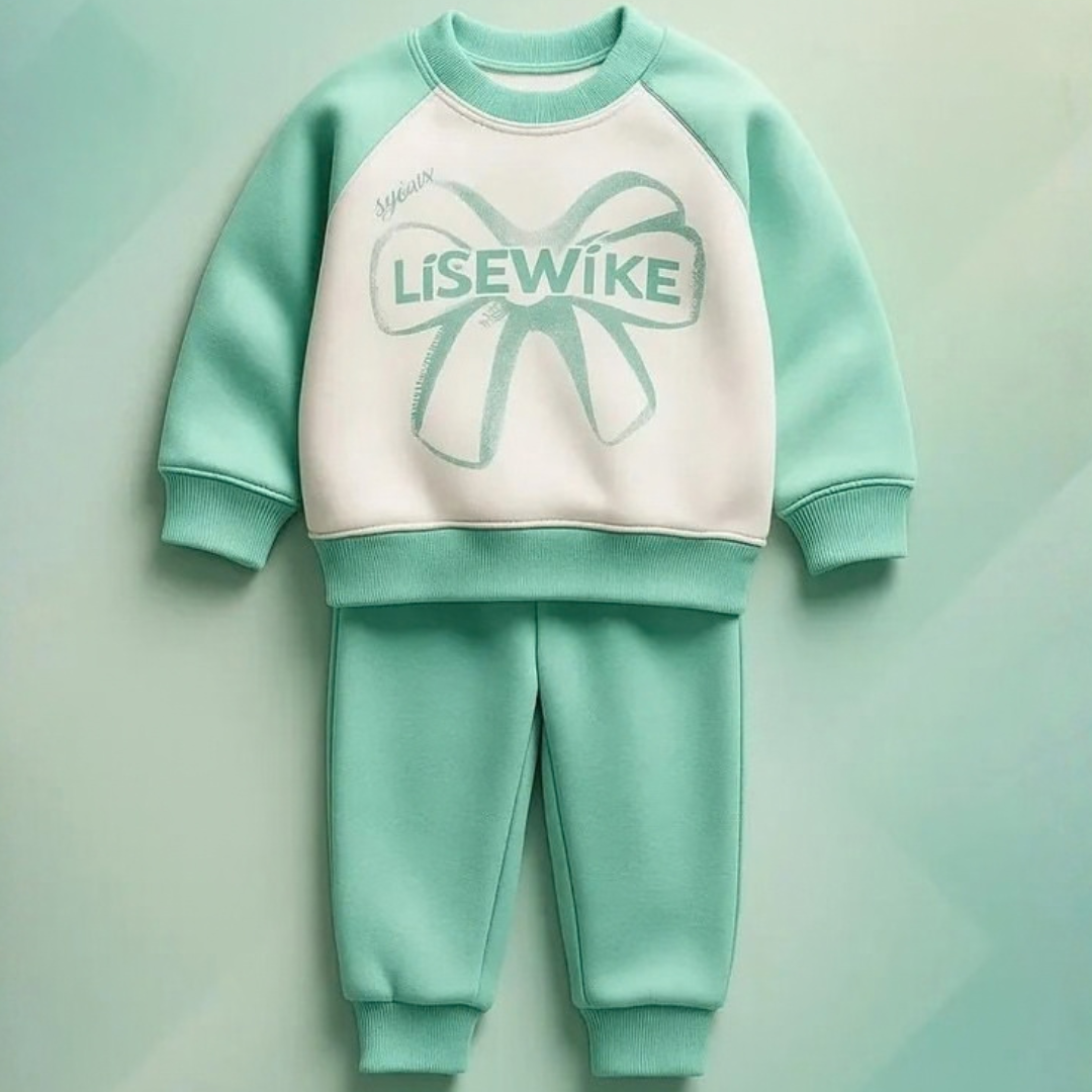 Unisex Mint & White Bow Sweatshirt with Trouser Set