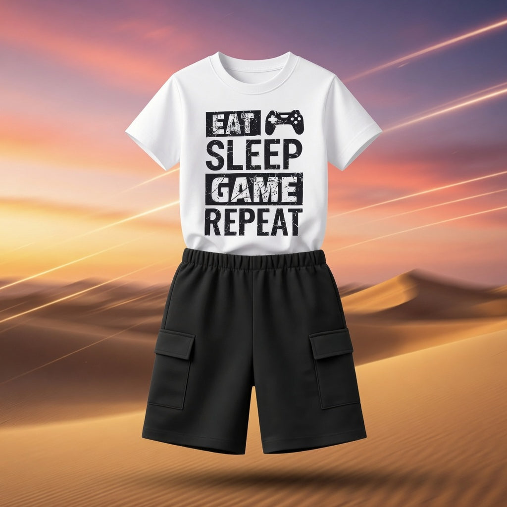 Eat Sleep Game Repeat Graphic Set