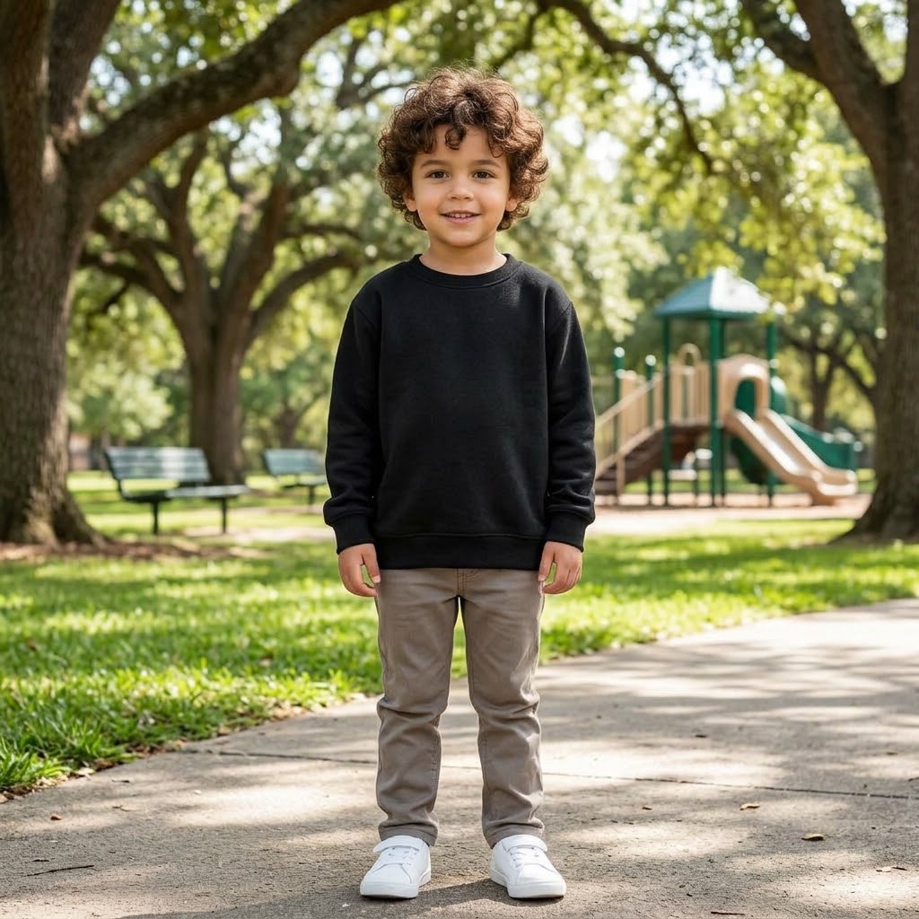 Kids Solid Black Minimalist Fleece Sweatshirt | Casual Winter Wear