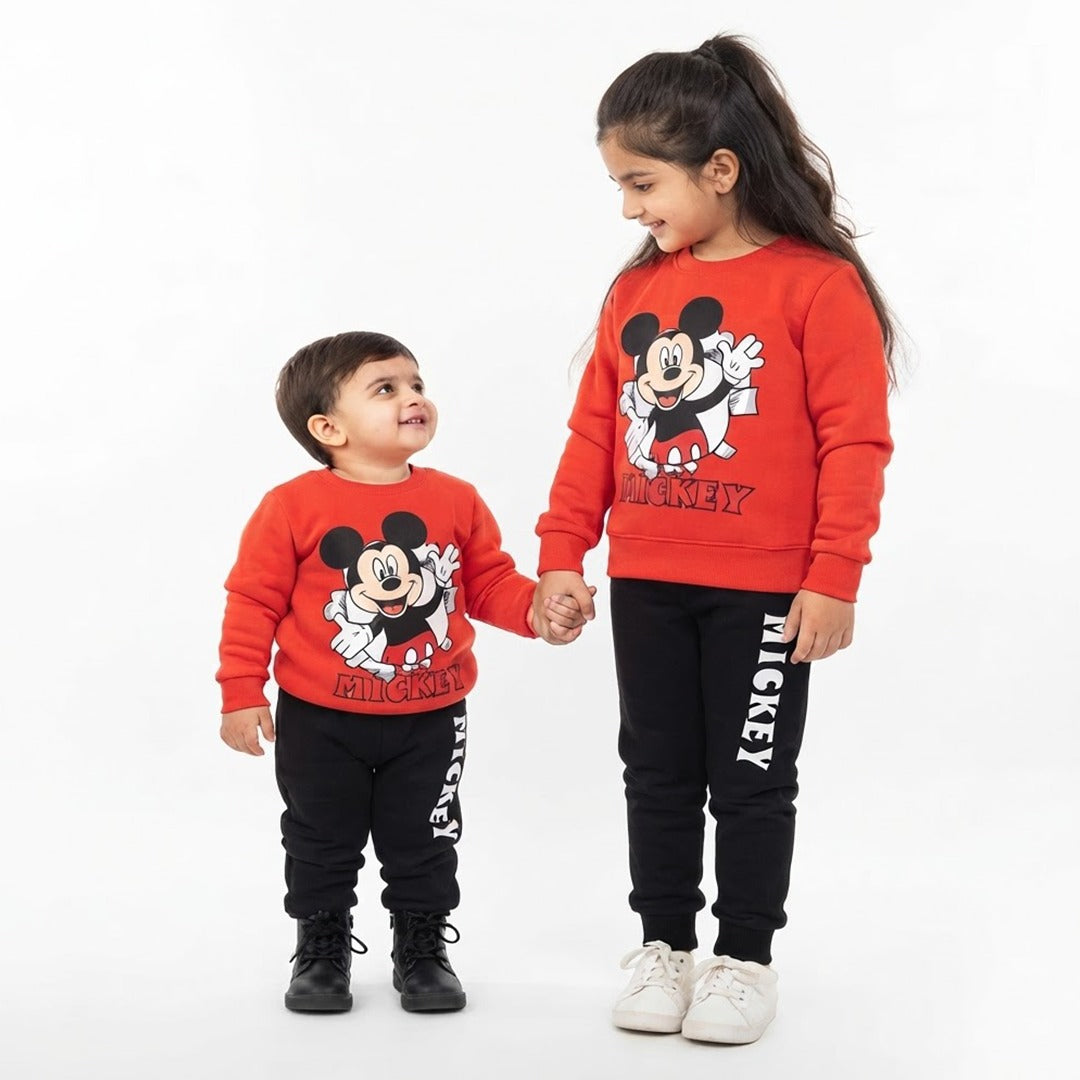 Unisex Mickey Print Sweatshirt & Trouser Set for Kids
